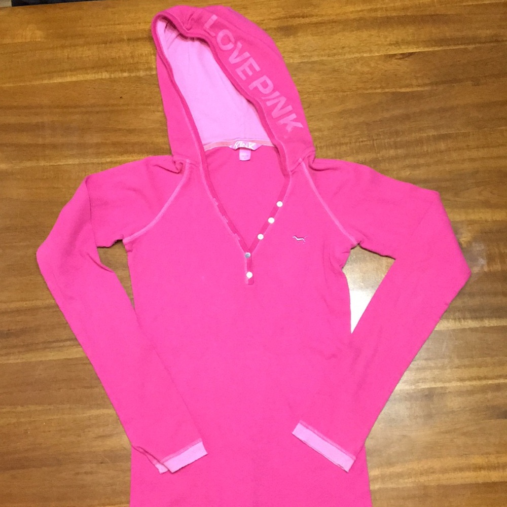EUC Victoria’s Secret PINK Henley with Hood
